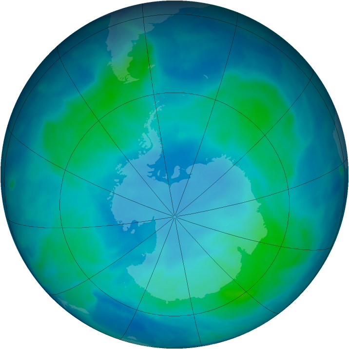 Antarctic ozone map for 16 February 2009